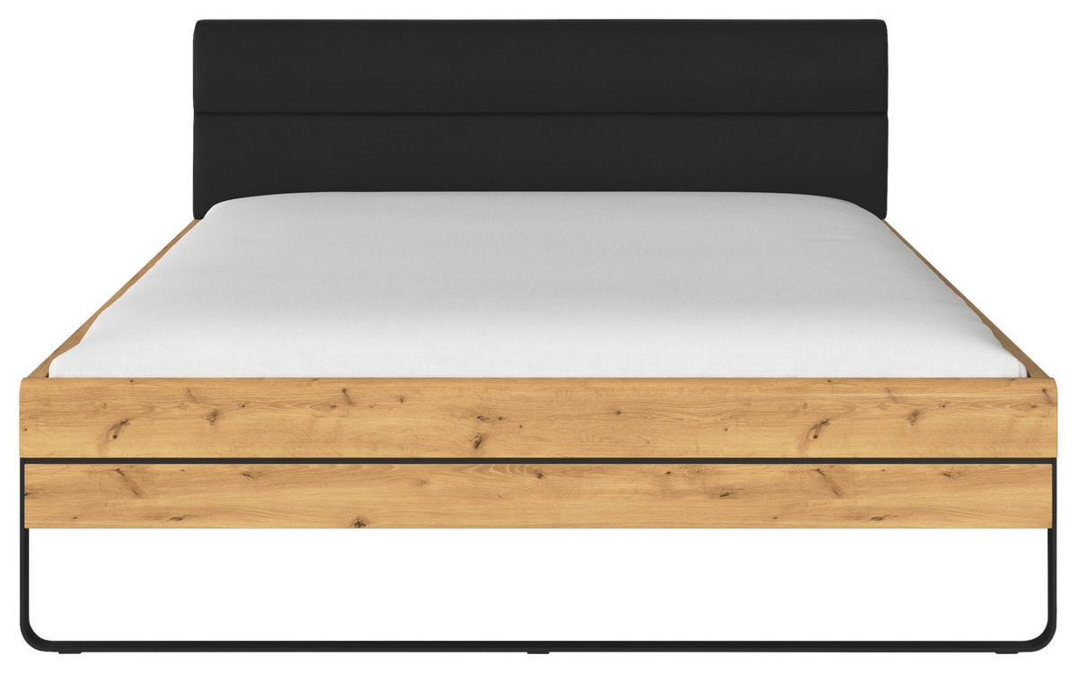 BETTANLAGE 180/200 cm  in Schwarz, Wildeiche   - Wildeiche/Schwarz, Design, Holzwerkstoff/Textil (180/200cm) - Dieter Knoll