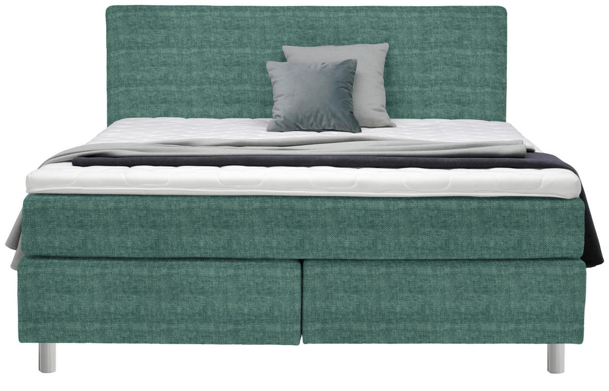 BOXSPRINGBETT 180/200 cm  in Petrol  - Chromfarben/Petrol, Konventionell, Kunststoff/Textil (180/200cm) - Voleo