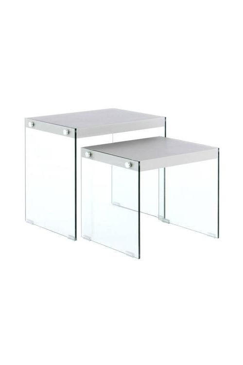 SIDOBORD SET i glas, trämaterial  - klar/silver, Basics, trämaterial/glas - Kayoom