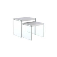 BEISTELLTISCHSET in Glas, Holzwerkstoff  - Klar/Silberfarben, Basics, Glas/Holzwerkstoff - Kayoom