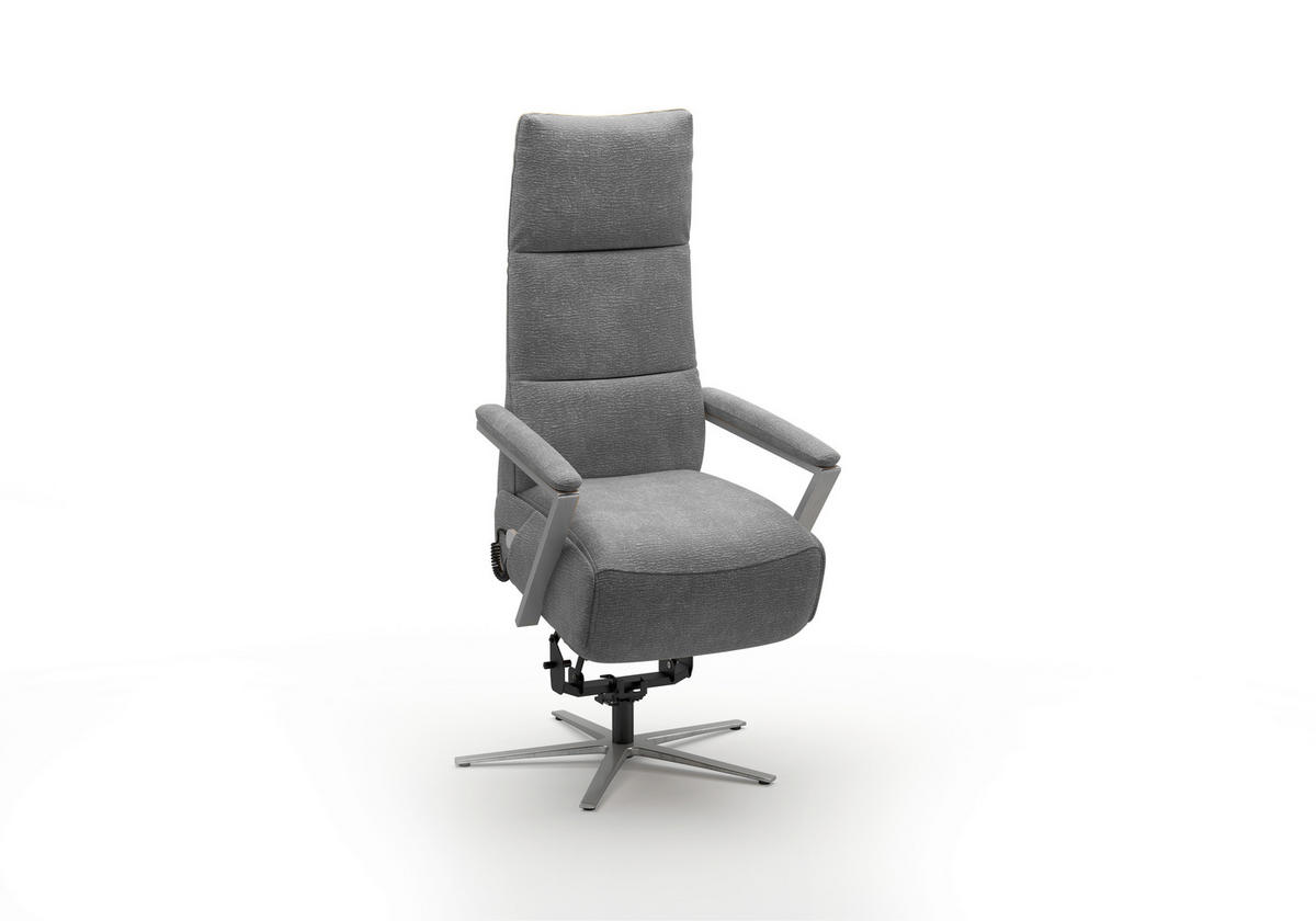 RELAXSESSEL TV VARIO COMFORT E L3 Chenille Kopfteilverstellung, Rücken echt    - Silberfarben/Grau, Basics, Textil/Metall (70/128/85cm) - Sit & More