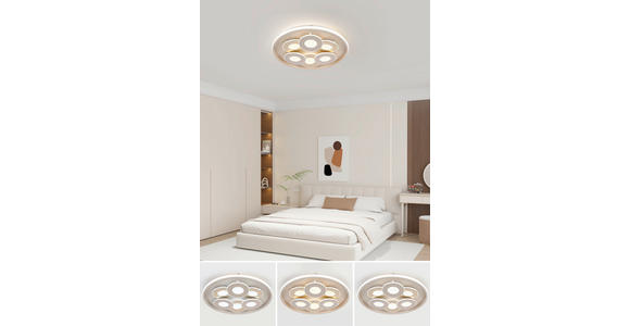 LED-DECKENLEUCHTE Ilok 50/5 cm  - Sandfarben/Chromfarben, Design, Kunststoff/Metall (50/5cm) - Novel
