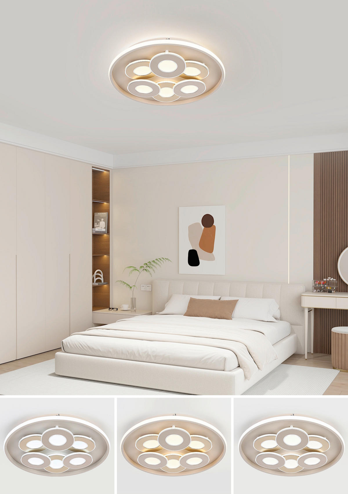 LED-DECKENLEUCHTE Ilok 50/5 cm  - Sandfarben/Chromfarben, Design, Kunststoff/Metall (50/5cm) - Novel