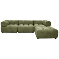 ECKSOFA ZAK Grün Bouclé  - Schwarz/Grün, Design, Kunststoff/Textil (280/186cm) - MID.YOU