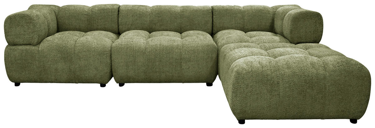 ECKSOFA ZAK Grün Bouclé  - Schwarz/Grün, Design, Kunststoff/Textil (280/186cm) - MID.YOU