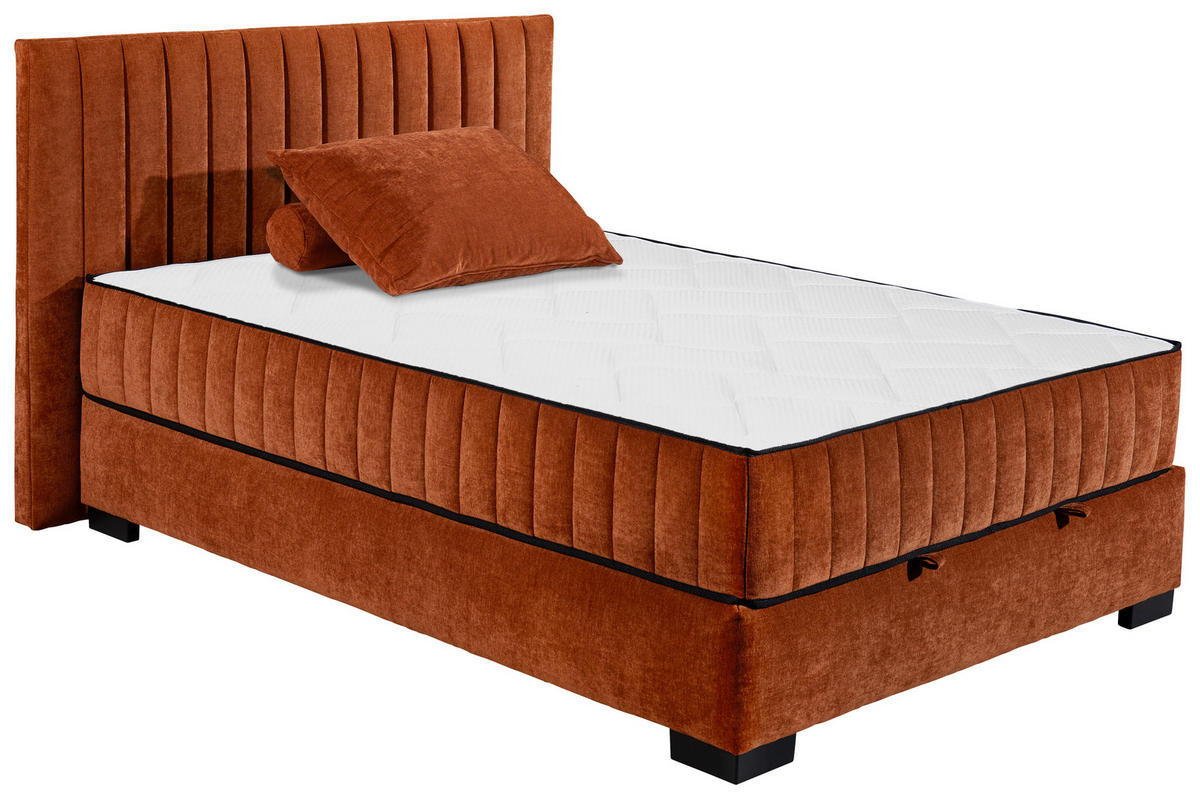BOXBETT 140/200 cm  in Cognac  - Cognac/Schwarz, Modern, Holzwerkstoff/Kunststoff (140/200cm) - MID.YOU