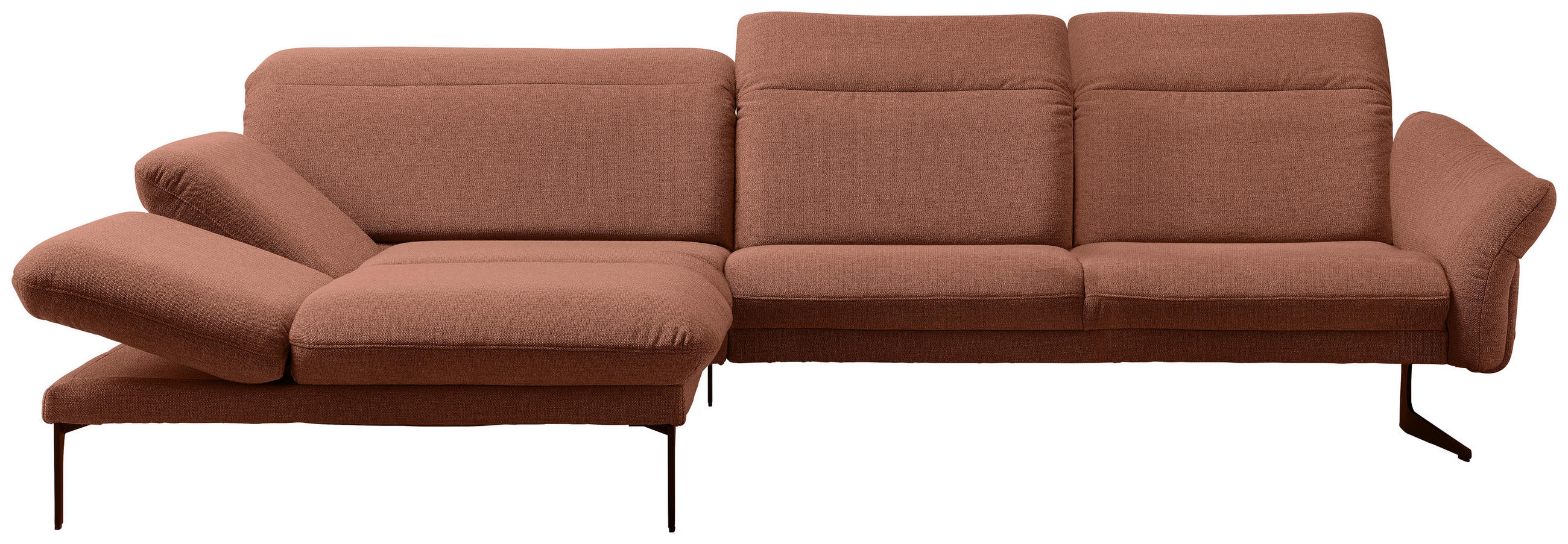 ECKSOFA  in Webstoff Terracotta  203/299 cm  - Anthrazit/Terracotta, Design, Textil/Metall (203/299cm) - Himolla