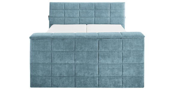 BOXSPRINGBETT 180/200 cm,  in Blau, Matratze, Topper, motorische Verstellbarkeit, Fernbedienung, unterschiedliche Matratzenhärtegrade je Bettseite, Wendematratze mit unterschiedlichen Härtegraden, H2 + H3 = mittel + fest  - Blau, KONVENTIONELL, Textil (18