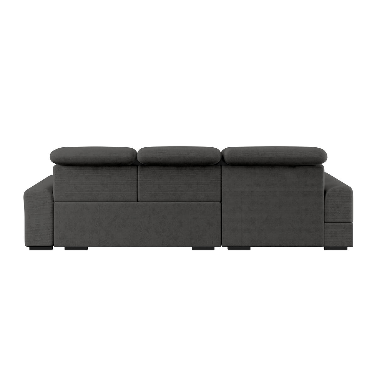 ECKSOFA Graphitfarben Chenille Rücken echt, Kopfteilverstellung  - Schwarz/Graphitfarben, KONVENTIONELL, Holz/Textil (203/286cm) - MID.YOU