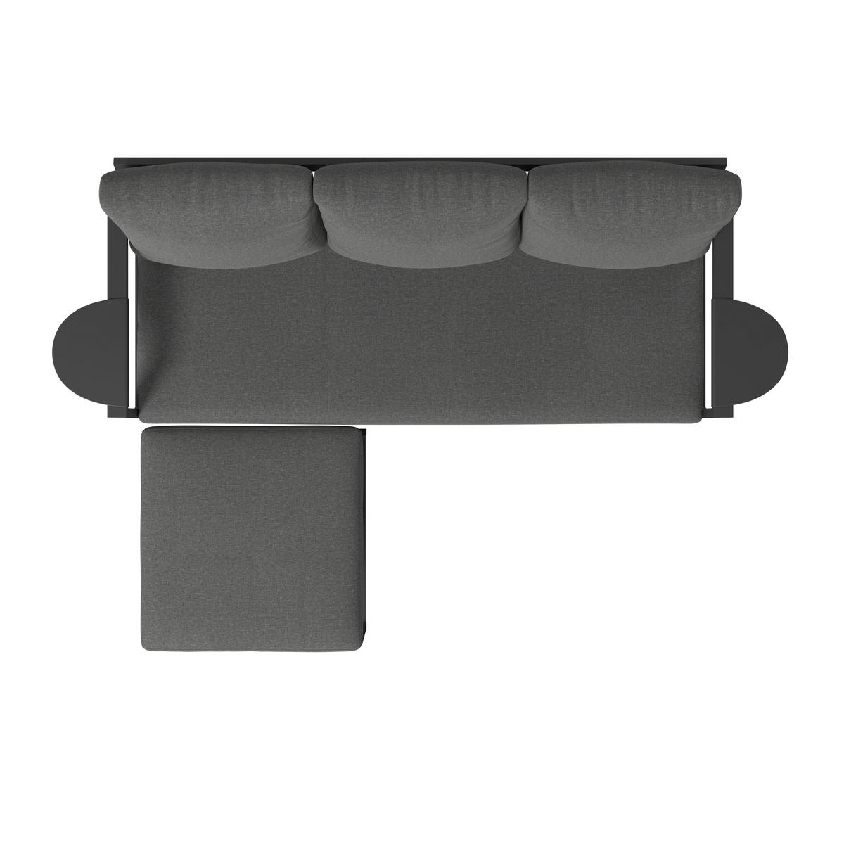 LOUNGEGARNITUR 2-teilig   191,5/81/67 cm Stahl  - Dunkelgrau, MODERN, Textil/Metall (191,5/81/67cm) - Ambia Garden