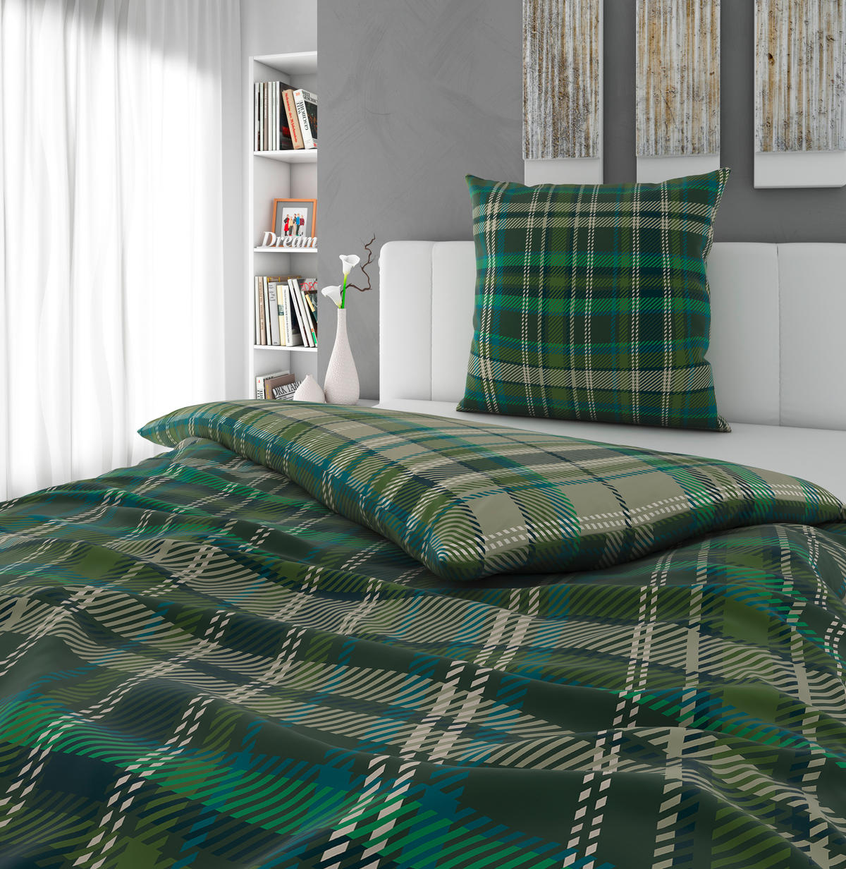 WENDEBETTWÄSCHE Flanell 135/200 cm  - Grün, Textil (135/200cm) - Novel