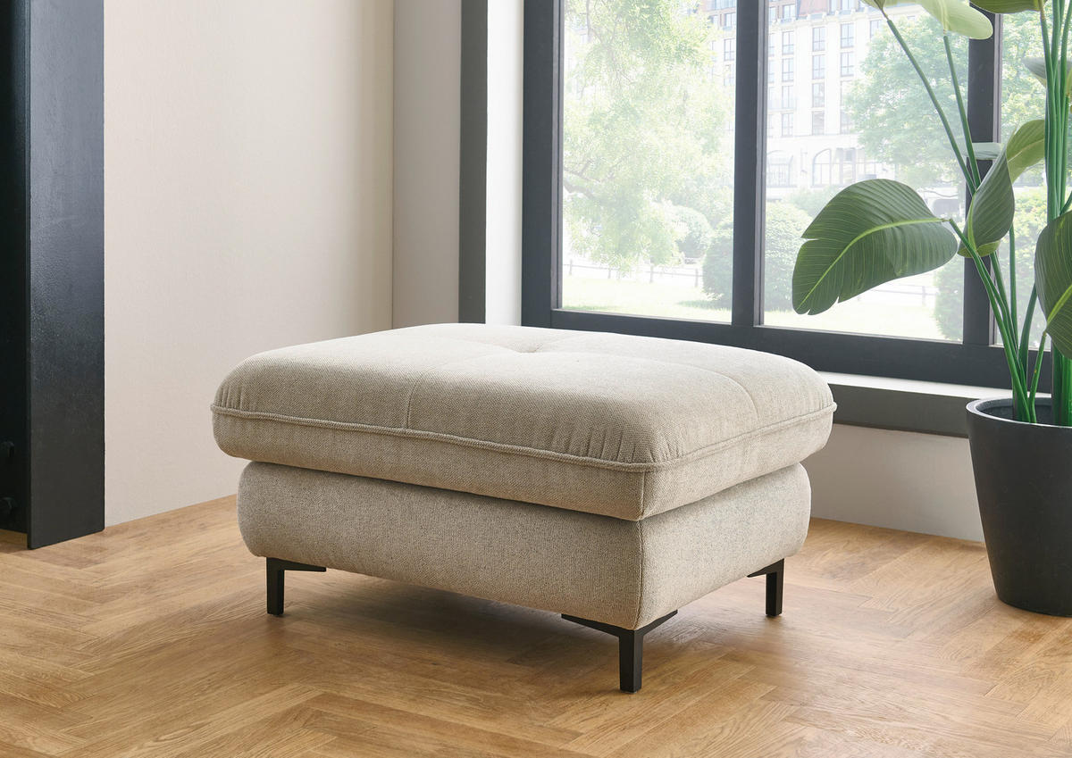 ECKSOFA  in Flachgewebe Sandfarben  214/308 cm  - Sandfarben/Schwarz, Design, Textil/Metall (214/308cm) - Beldomo Speed