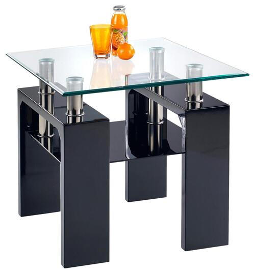 KONFERENČNÍ STOLEK, černá, sklo, kompozitní dřevo, 60/55/60 cm - černá, Basics, kompozitní dřevo/sklo (60/55/60cm) - Boxxx