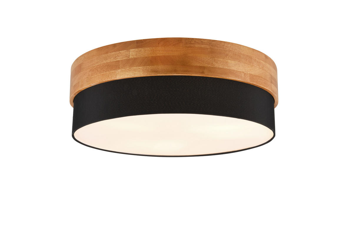 DECKENLEUCHTE  50/22 cm    - Schwarz, Natur, Holz/Textil (50/22cm) - Trio Leuchten