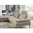 ECKSOFA in Echtleder Ecru  180/310 cm  - Ecru/Schwarz, Design, Leder/Metall (180/310cm) - Dieter Knoll