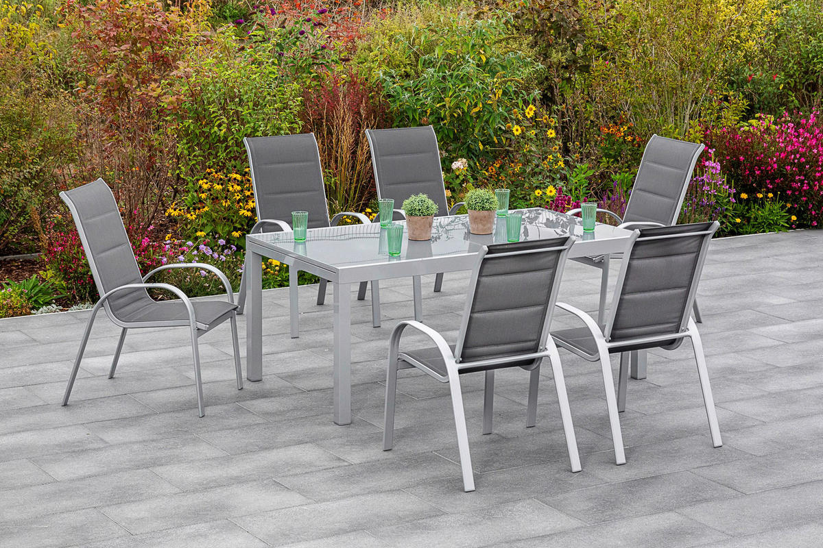 GARTENSET Webstoff Aluminium  - Anthrazit/Silberfarben, KONVENTIONELL, Glas/Textil - Gardenson