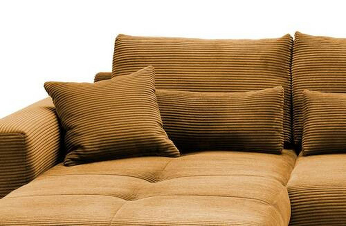 ECKSOFA Goldfarben Cord  - Goldfarben/Schwarz, MODERN, Holz/Textil (188/302cm) - MID.YOU