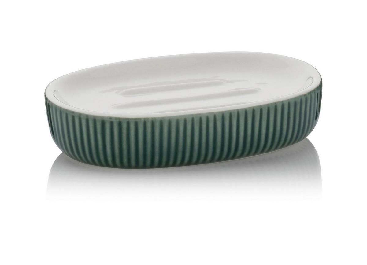 SEIFENSCHALE Keramik  - Dunkelgrün/Grün, Basics, Keramik (13,5/8,5/3,0cm) - Kela