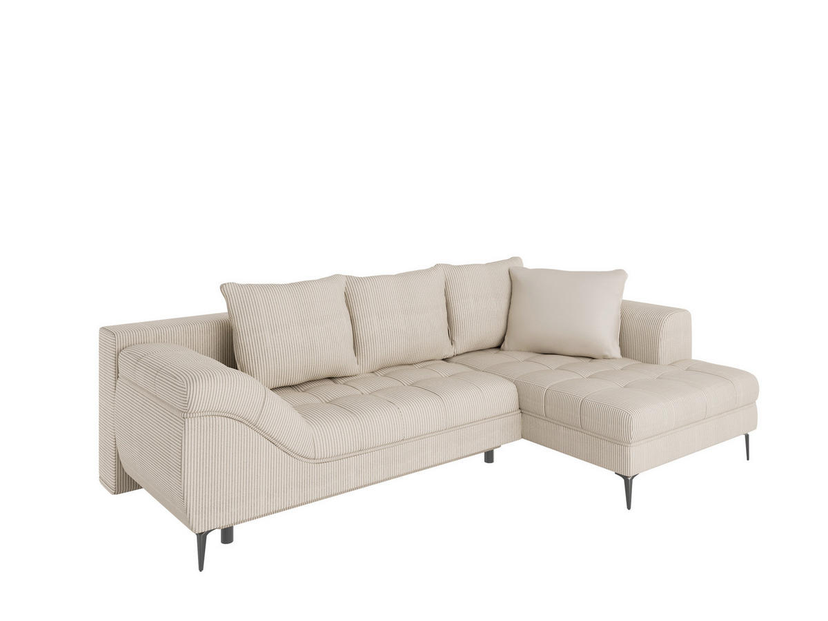 ECKSOFA Creme  - Creme/Schwarz, Design, Textil (177/276cm) - MID.YOU