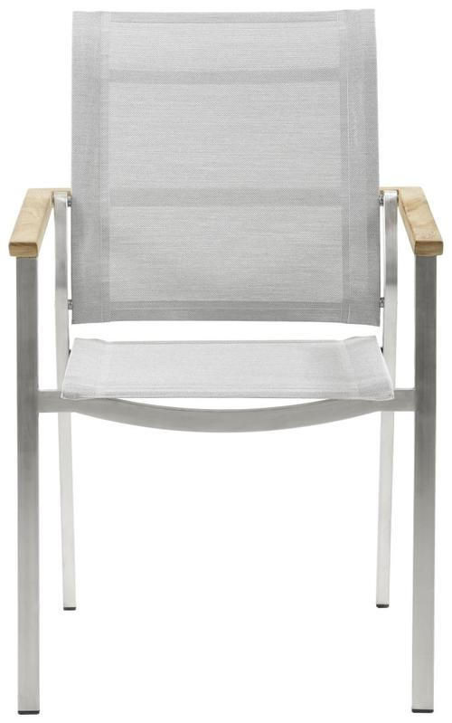 STAPELSESSEL Teakholz Edelstahl Edelstahlfarben, Hellgrau, Teakfarben  - Edelstahlfarben/Hellgrau, Design, Holz/Textil (58,5/90,5/64,5cm) - Zebra 