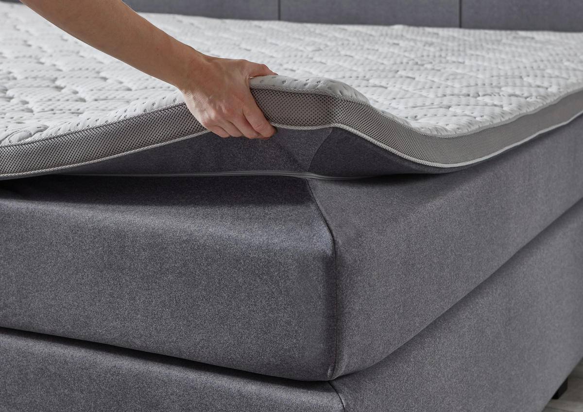 BOXSPRINGBETT 240/200 cm  in Grau  - Chromfarben/Grau, KONVENTIONELL, Holz/Kunststoff (240/200cm) - Carryhome