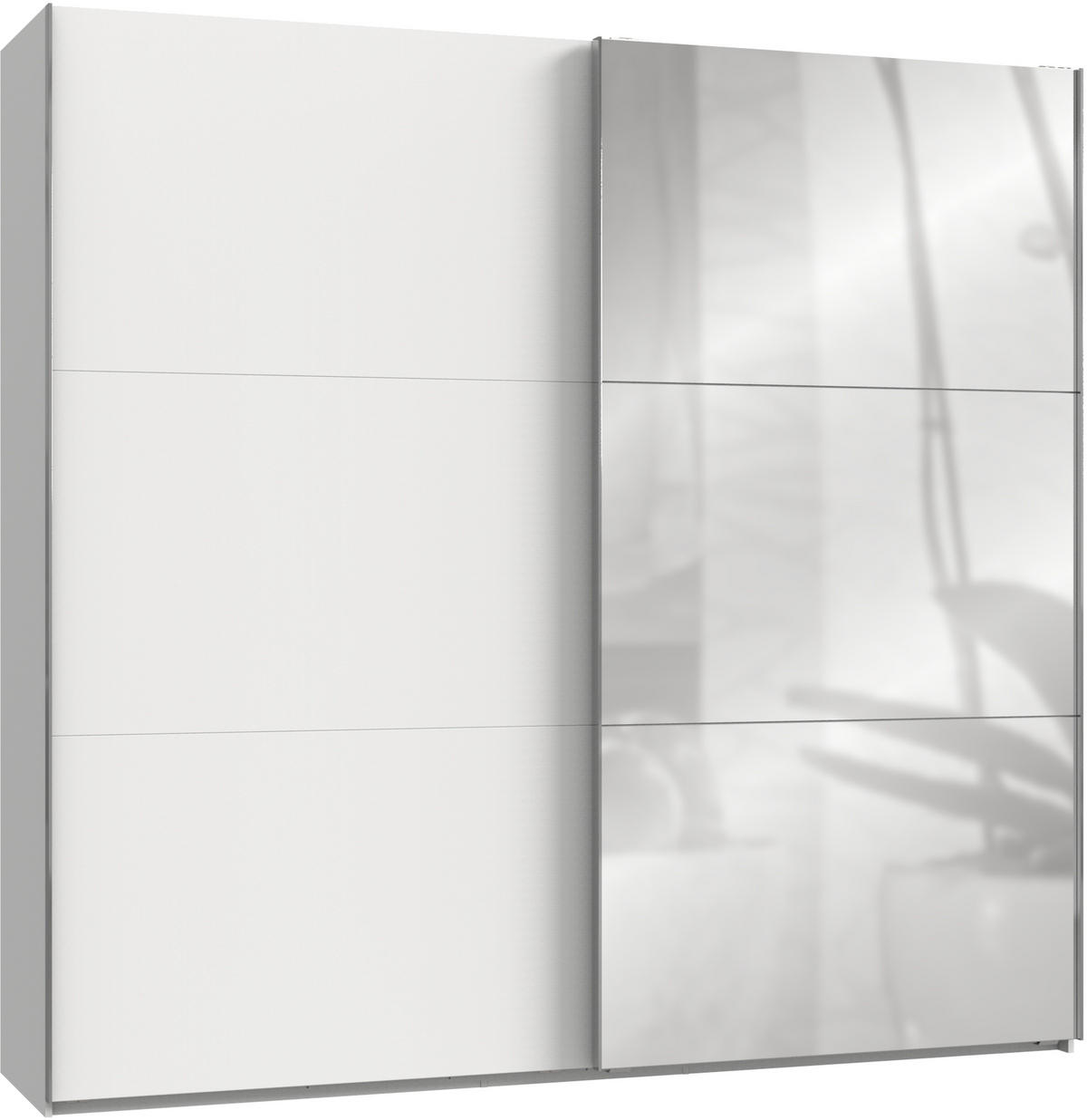 SCHWEBETÜRENSCHRANK in Weiss  - Chromfarben/Weiss, Modern, Holzwerkstoff/Metall (250/236/65cm) - MID.YOU