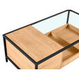COUCHTISCH Eiche furniert, massiv ESG 110/60/40 cm rechteckig Klar, Naturfarben, Schwarz  - Klar/Eichefarben, Natur, Glas/Holz (110/60/40cm) - Novel