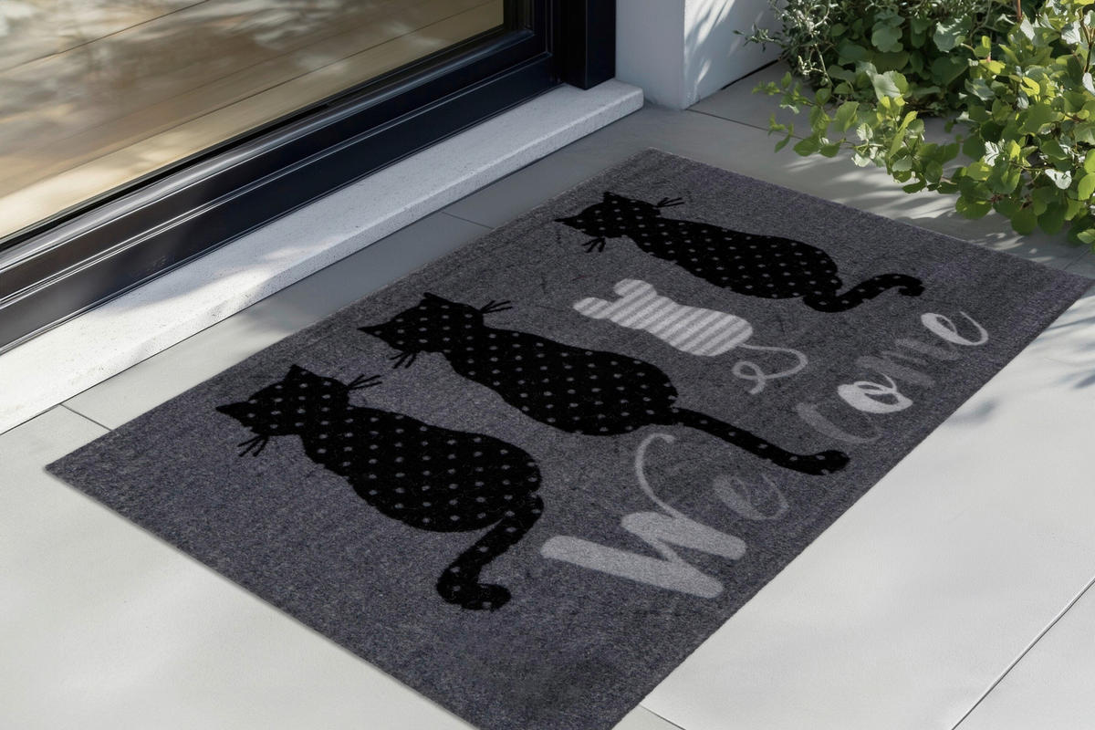 FUßMATTE 45/75 cm  - Schwarz, Basics, Kunststoff/Textil (45/75cm) - Kayoom