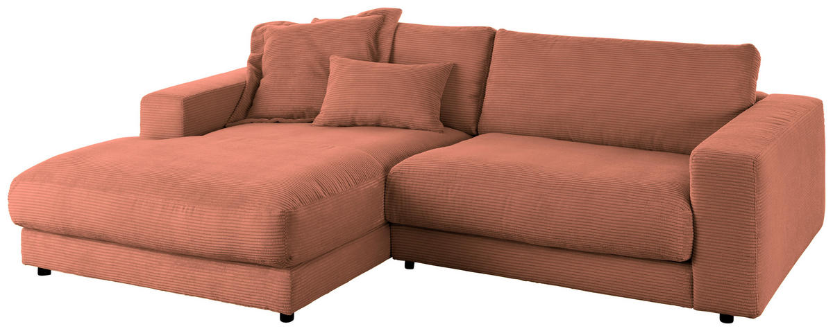 ECKSOFA in Cord Rostfarben  - Rostfarben/Schwarz, Design, Kunststoff/Textil (190/270cm) - Lomoco
