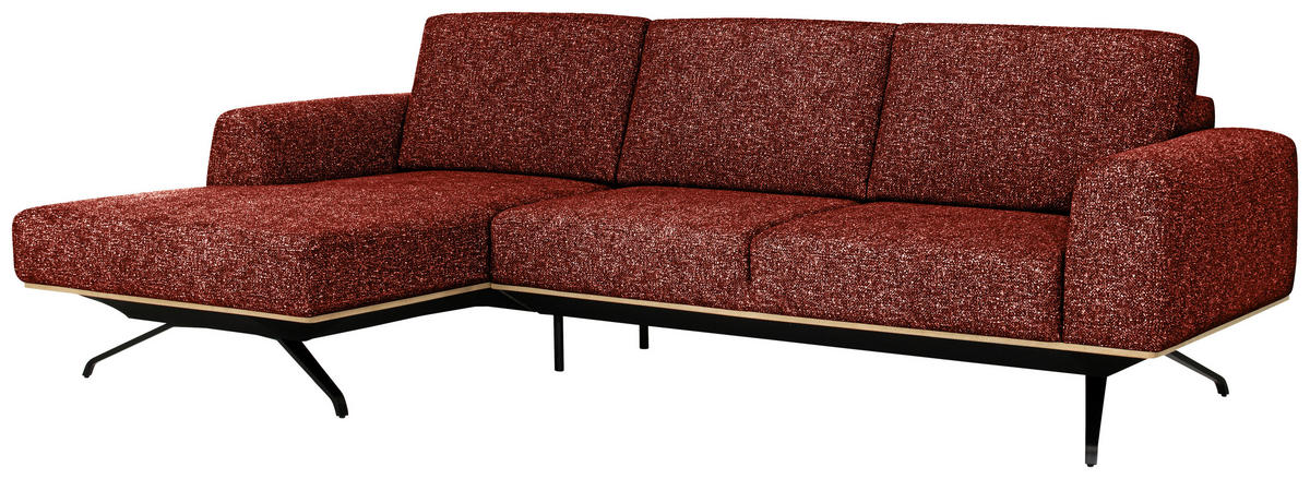 ECKSOFA in Struktur Rostfarben  157/262 cm  - Rostfarben/Schwarz, Design, Textil/Metall (157/262cm) - Novel