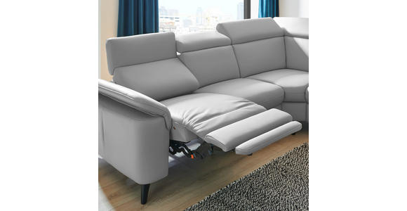 ECKSOFA in Echtleder Grau  - Schwarz/Grau, Design, Leder/Metall (285/239cm) - Cantus