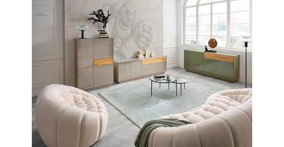 LOWBOARD Taupe, Eichefarben 207/69/42 cm - Taupe/Eichefarben, Design, Glas/Holz (207/69/42cm) - Novel