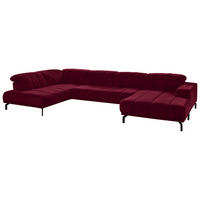 WOHNLANDSCHAFT in Velours Beere  - Beere/Schwarz, Design, Textil/Metall (219/383/195cm) - Beldomo Style