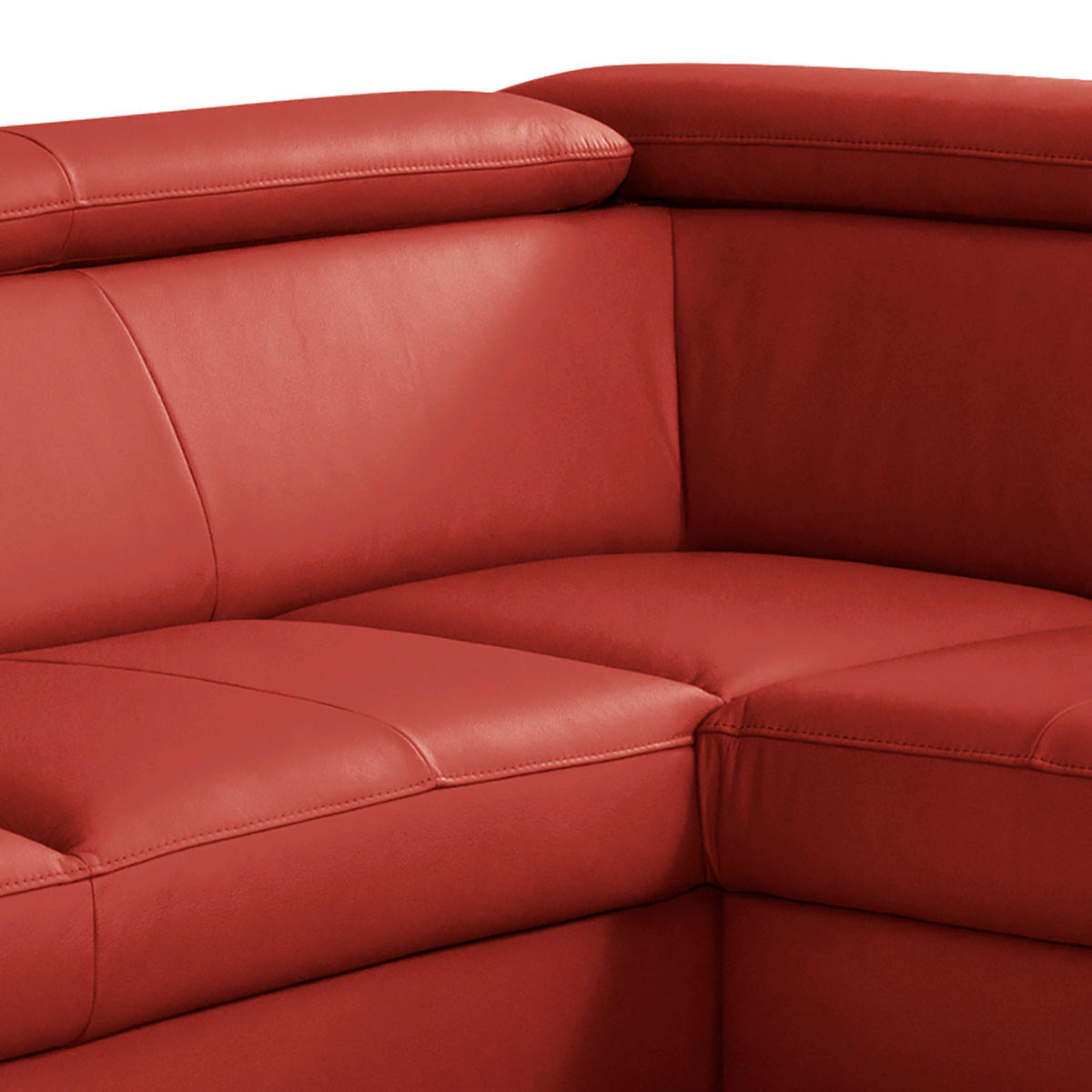 ECKSOFA Lederlook Echtleder Rot  - Rot/Schwarz, Design, Leder/Holz (199/244cm) - Livetastic