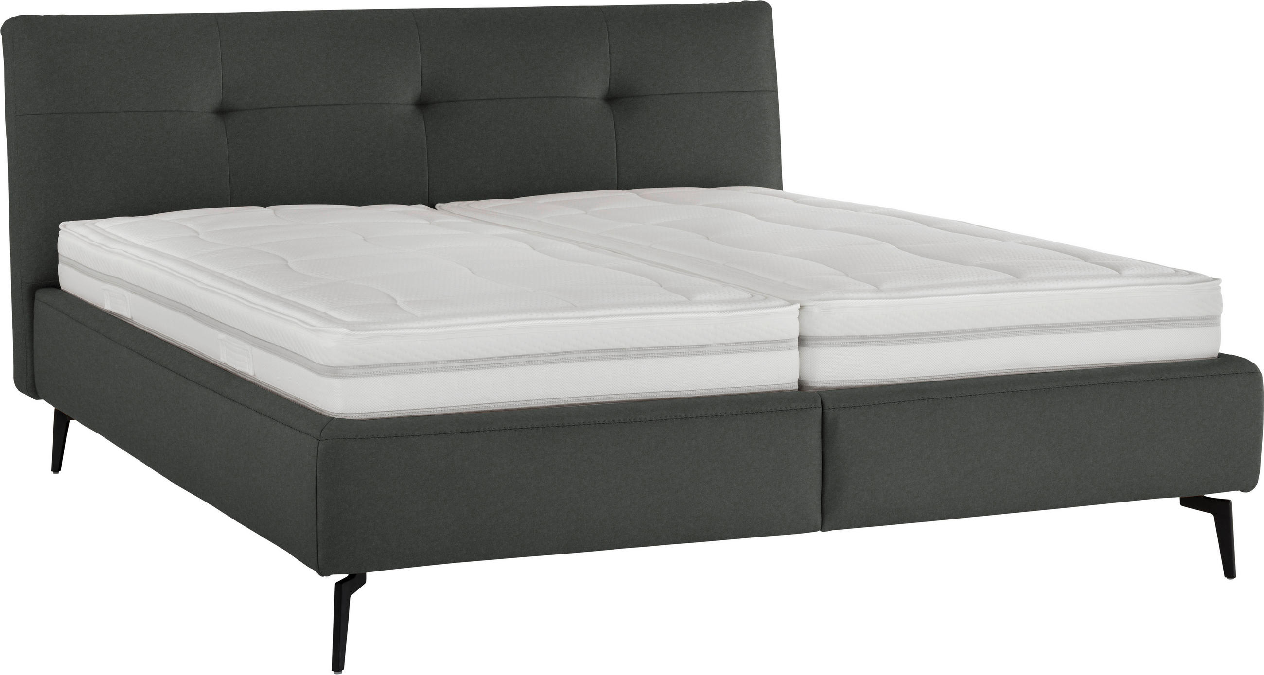 POLSTERBETT gepolstertes Kopfteil, Lattenroste, Matratzen Dunkelgrau 180/200 cm  - Dunkelgrau/Creme, MODERN, Holz/Holzwerkstoff (180/200cm) - Beldomo - Sleep
