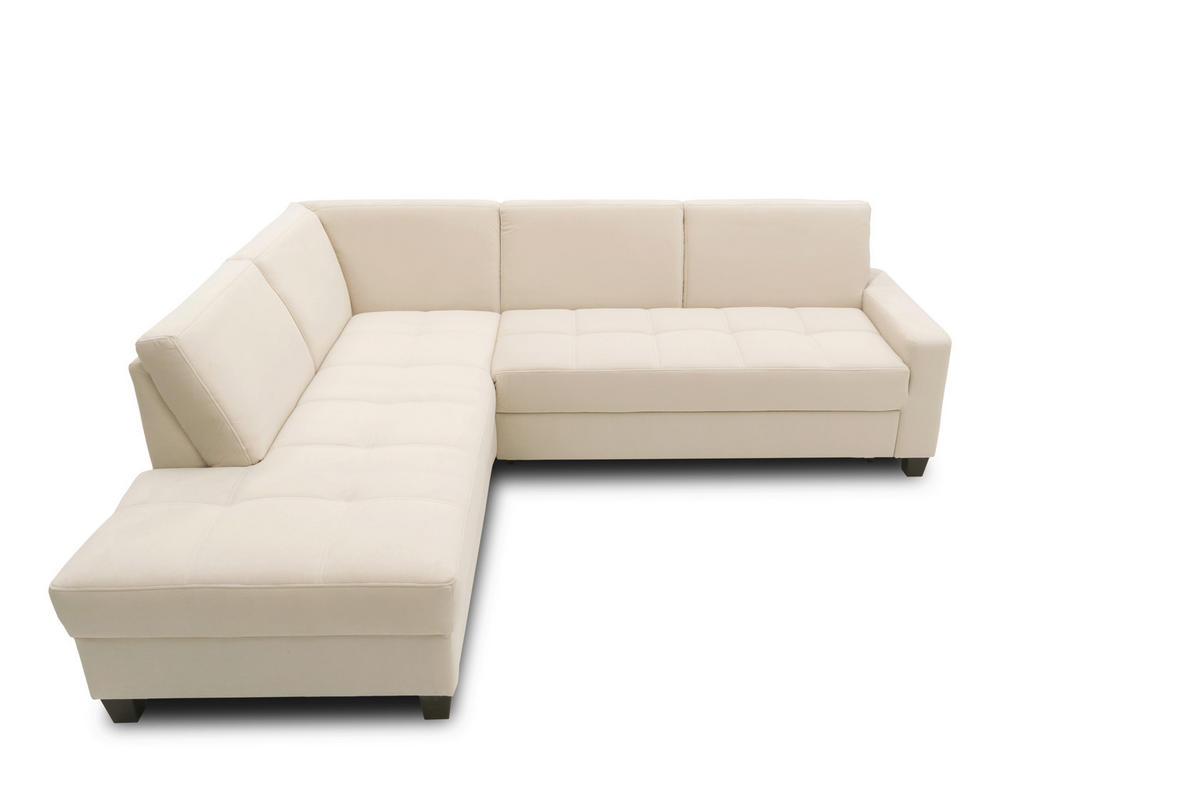 ECKSOFA FLORENTINA Creme Mikrofaser Liegefläche im Originalstoff  - Wengefarben/Creme, Basics, Holz/Textil (210/243cm) - MID.YOU