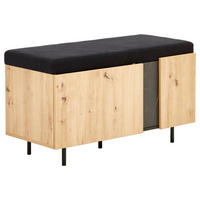 GARDEROBENBANK 92/54/42 cm  - Anthrazit/Schwarz, Konventionell, Holzwerkstoff/Textil (92/54/42cm) - home24