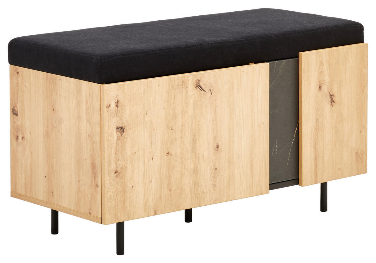 GARDEROBENBANK 92/54/42 cm  - Anthrazit/Schwarz, Konventionell, Holzwerkstoff/Textil (92/54/42cm) - home24