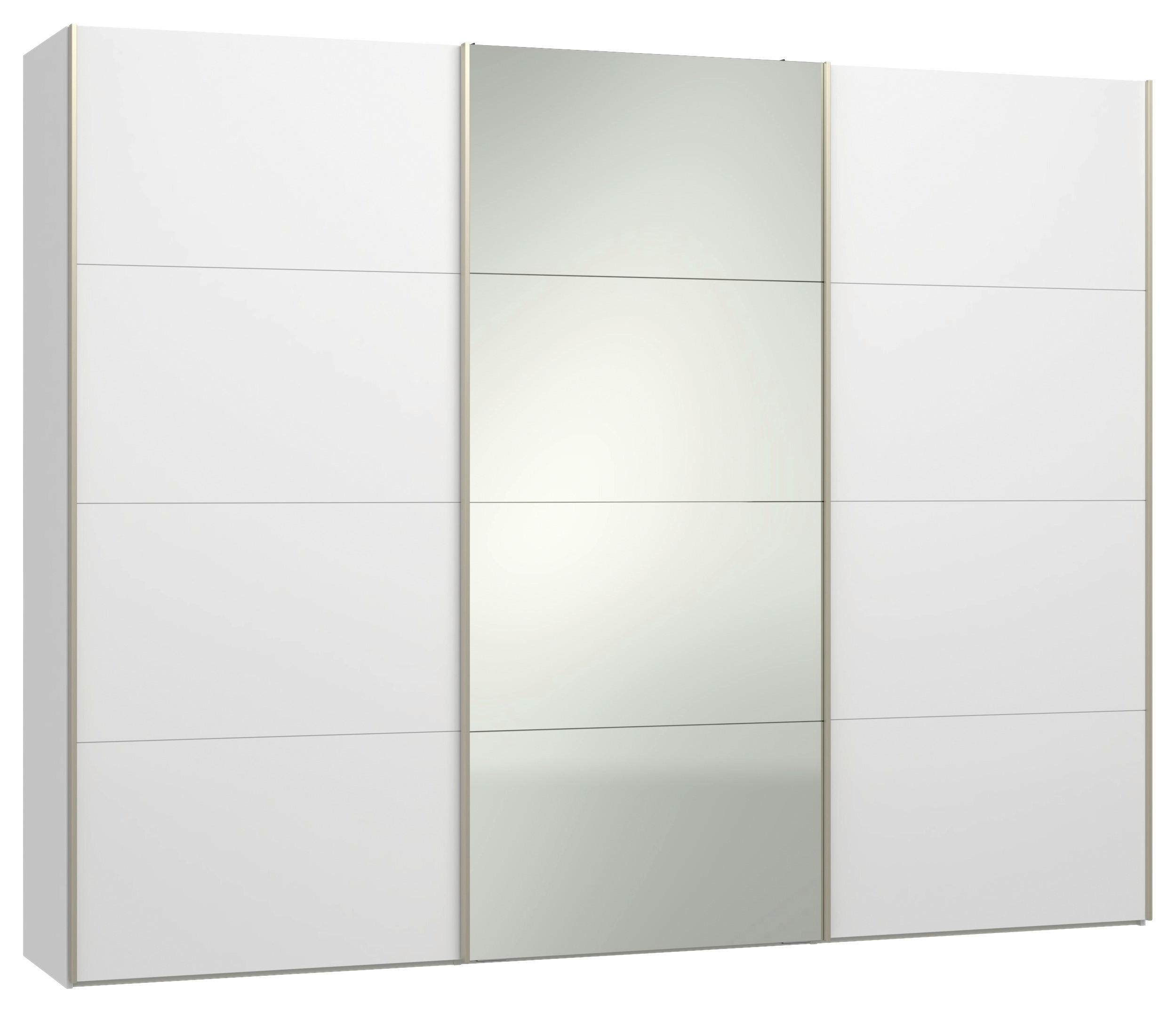 SCHWEBETÜRENSCHRANK 303/236/65 cm 3-türig Weiß  - Edelstahlfarben/Weiß, Design, Glas/Holzwerkstoff (303/236/65cm) - Jutzler