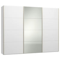 SCHWEBETÜRENSCHRANK 303/236/65 cm 3-türig Weiß  - Edelstahlfarben/Weiß, Design, Glas/Holzwerkstoff (303/236/65cm) - Jutzler