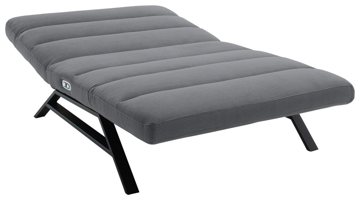 RELAXLIEGE in Feincord Anthrazit  - Anthrazit/Schwarz, Design, Textil/Metall (120/54-113/158-198cm) - Pure Home Lifestyle