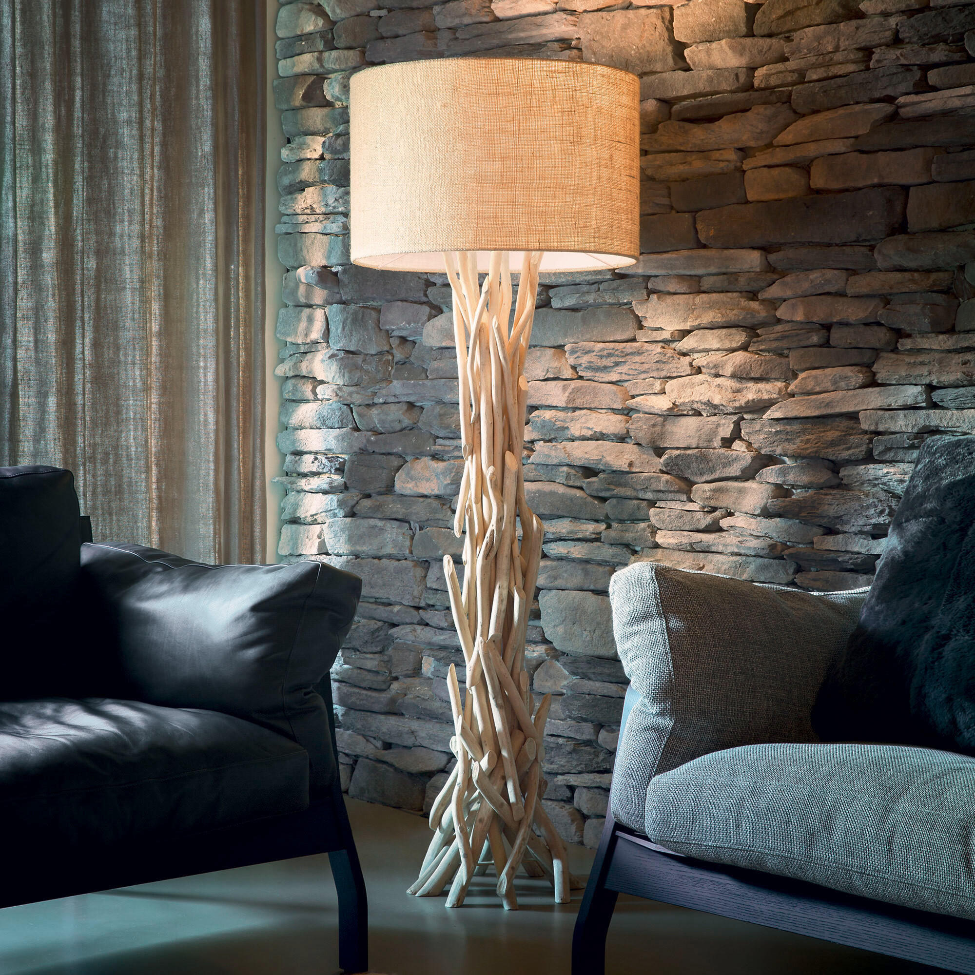 STEHLEUCHTE 55/157,5 cm    - Ecru/Naturfarben, Natur, Holz/Kunststoff (55/157,5cm) - Ideal Lux