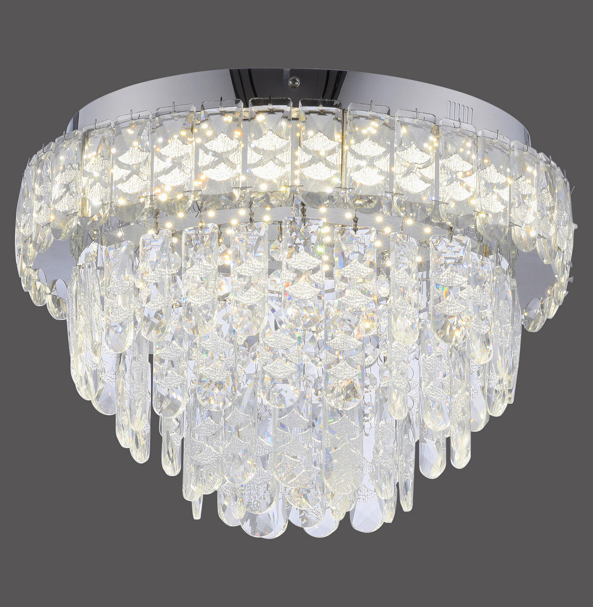 LED-DECKENLEUCHTE 38/38/23 cm   - Chromfarben, KONVENTIONELL, Glas/Kunststoff (38/38/23cm)