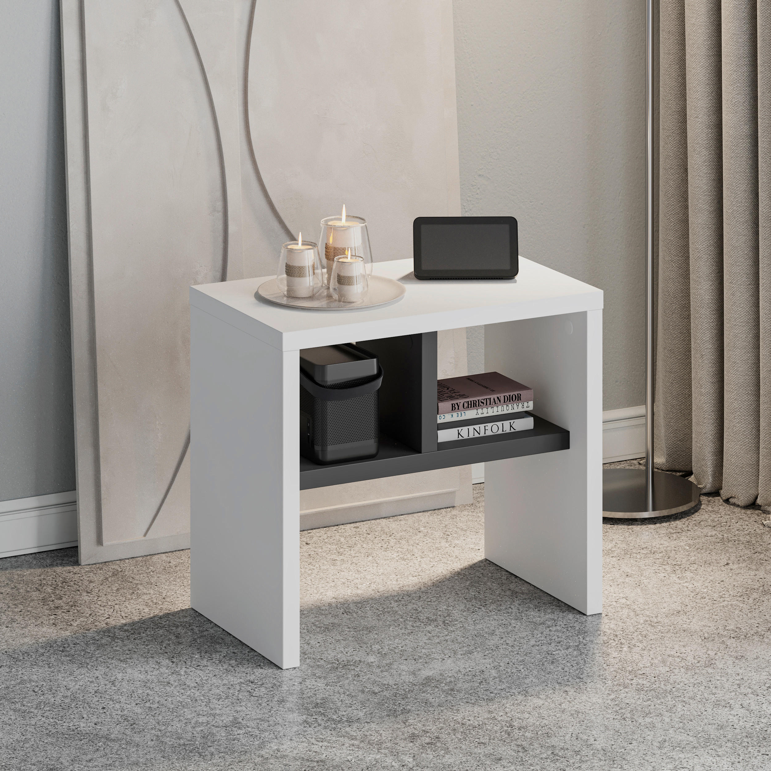 BEISTELLTISCH in Holzwerkstoff 50/29,5/45 cm  - Anthrazit/Weiß, Design, Holzwerkstoff (50/29,5/45cm) - Livetastic