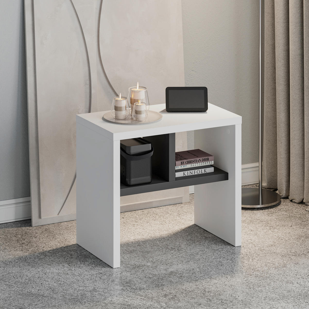 BEISTELLTISCH in Holzwerkstoff 50/29,5/45 cm  - Anthrazit/Weiß, Design, Holzwerkstoff (50/29,5/45cm) - Livetastic