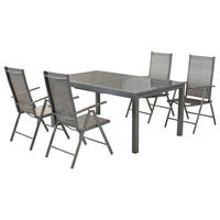 GARTENSET Aluminium  - Silberfarben/Braun, MODERN, Textil/Metall - Gardenson
