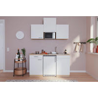 MINIKÜCHE 150 cm   in Weiß, Eichefarben  - Eichefarben/Weiß, Basics, Holzwerkstoff (150cm) - Respekta