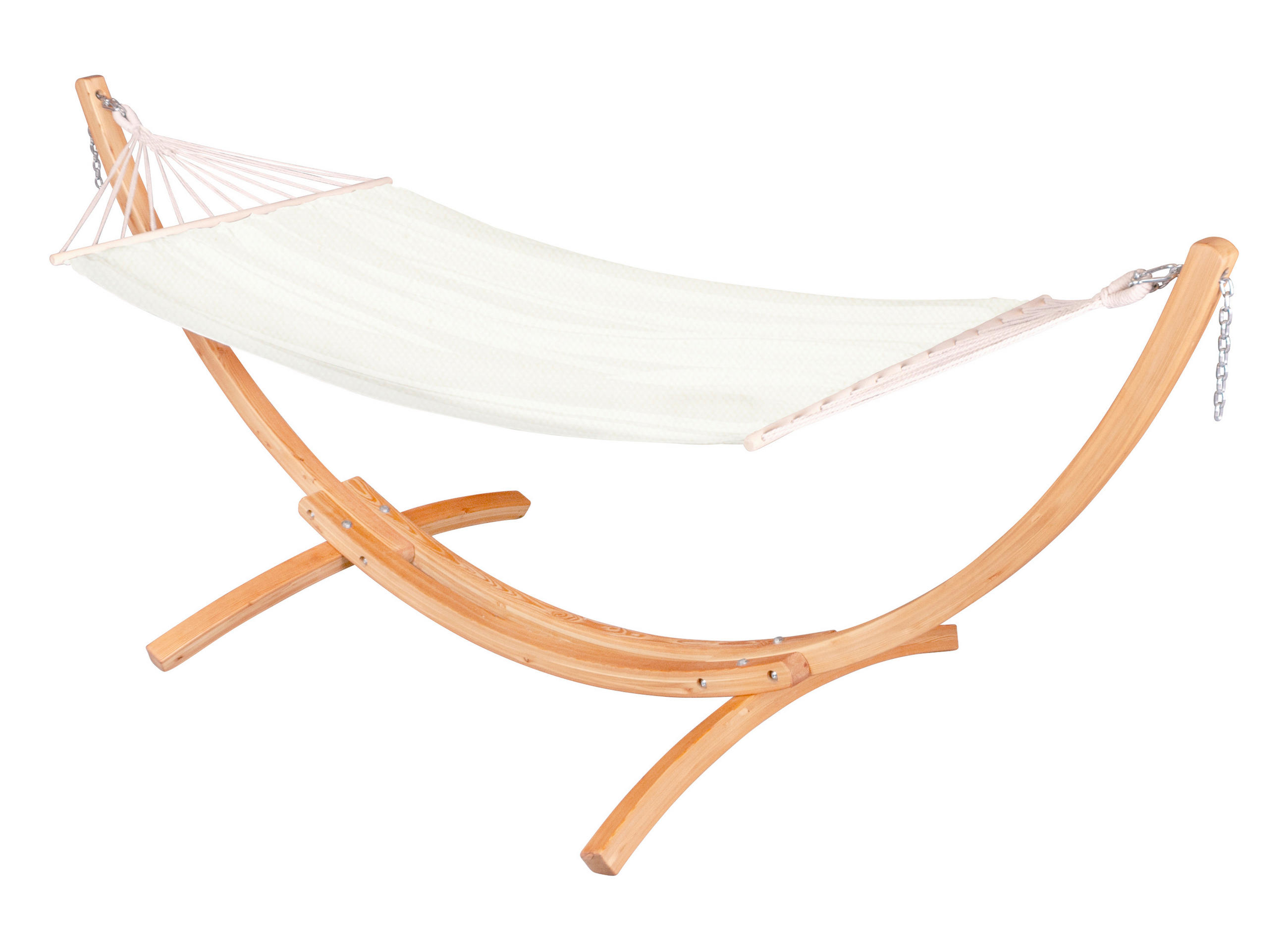 HÄNGEMATTE Mischgewebe Weiß  - Eukalyptusholzfarben/Naturfarben, KONVENTIONELL, Holz/Textil (320/120/120cm) - La Siesta