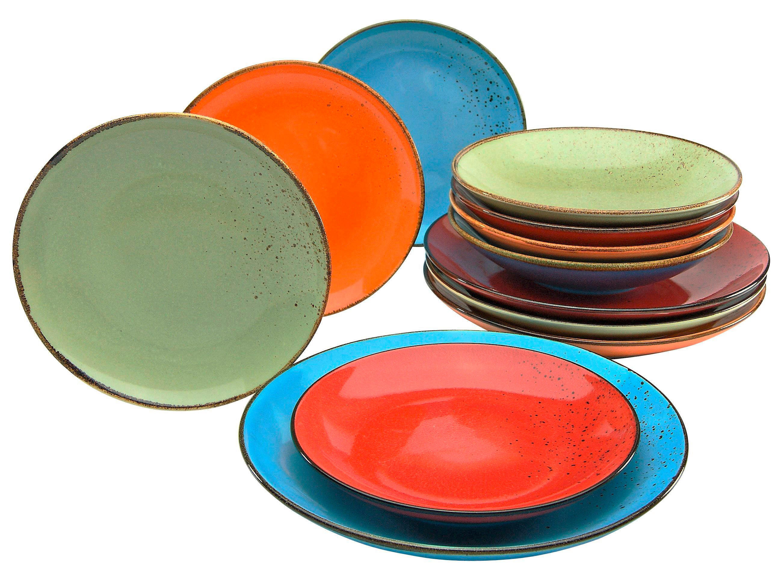 KOMBINOVANÁ SOUPRAVA, 12dílné, kamenina - vícebarevná, Basics, keramika (31,5/31,5/38cm) - Creatable