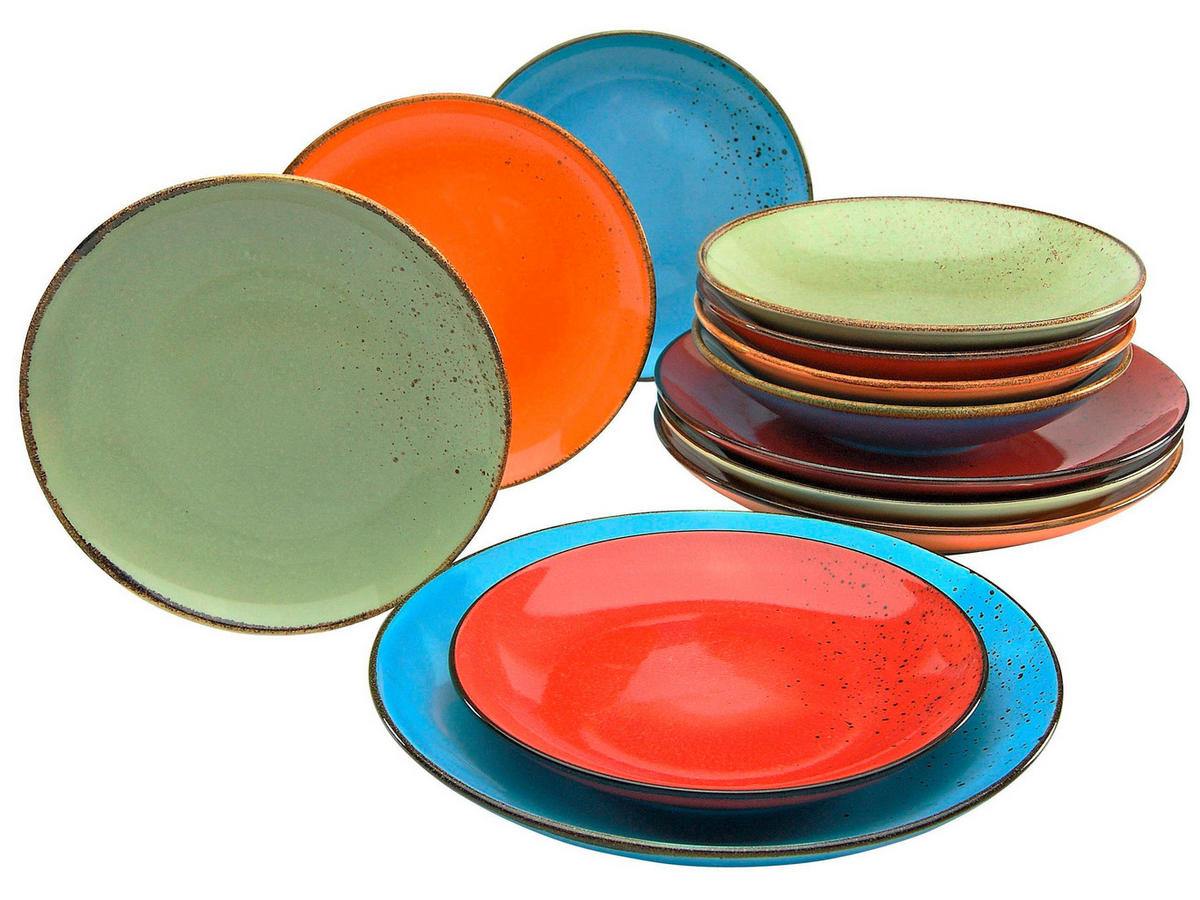 KOMPLETT SERVIS NATURE COLLECTION MEDITERRAN 12 delar  - multicolor, Basics, keramik (31,5/31,5/38cm) - Creatable